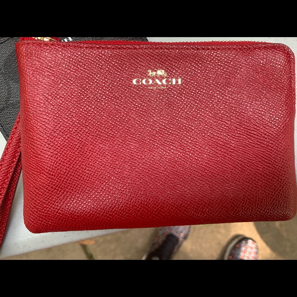 Coach red wristlet